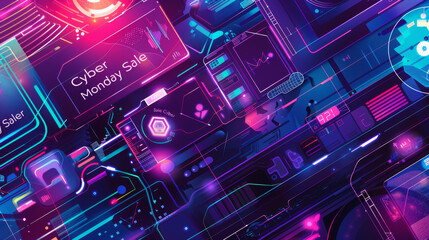 A vibrant banner for a "Cyber Monday Sale"