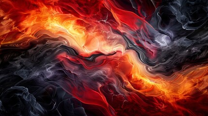 Fototapeta premium Vibrant Abstract Flame Concept: Red and Black Swirling Artistic Wallpaper
