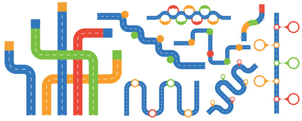 Blank business road map infographic. Business infographics, stages of road or pathway, development per year. Vector infographics report with graphs and diagrams on road chart.