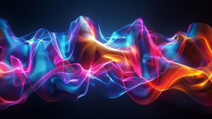 Obraz premium Vibrant abstract waves of colorful light creating a dynamic and futuristic background, perfect for digital art or tech-themed projects.
