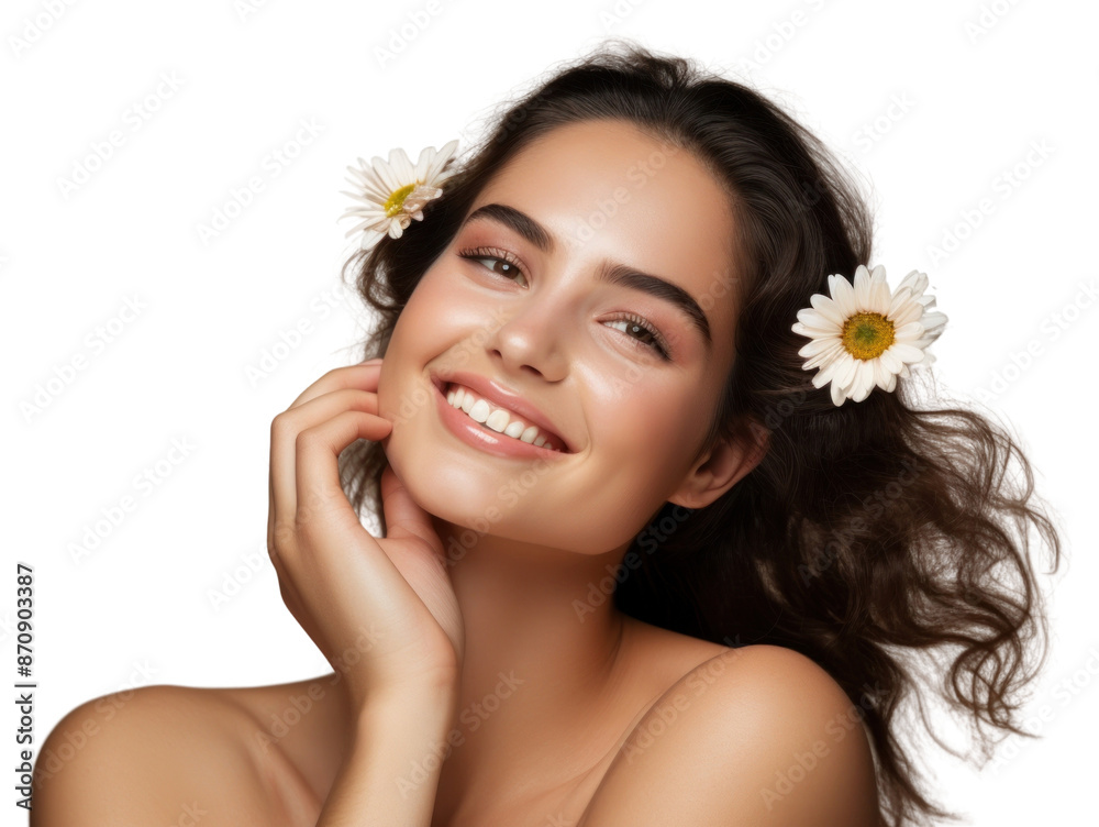 Wall mural PNG Portrait flower adult smile.