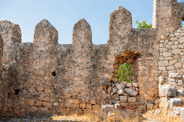 Old fortified fortress ruined wall