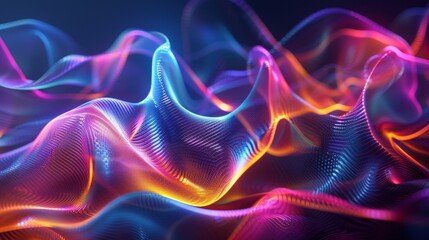 Fototapeta premium Colorful abstract light waves forming dynamic patterns on a dark background, suitable for creative designs, technology visuals, and backgrounds.