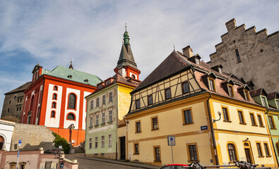 Ancient building with colorful facade in tourist destination Loket.