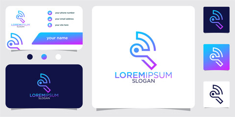 initial letter R abstract monogram business card with gradient colors logo design template