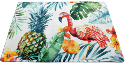 Beach mat with tropical print on white background or PNG