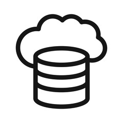 Cloud database icon Black line art vector