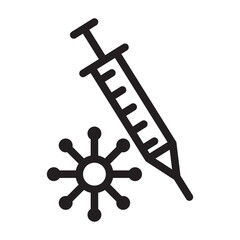 Covid 19 vaccine icon Black line art vector