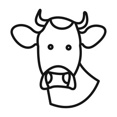 cow head icon Black line art vector