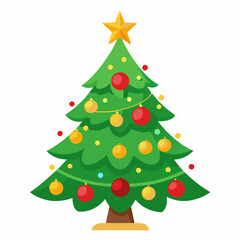 a decorated christmas tree on white background