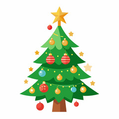 a decorated christmas tree on white background