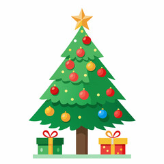 a decorated christmas tree on white background