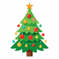 a decorated christmas tree on white background
