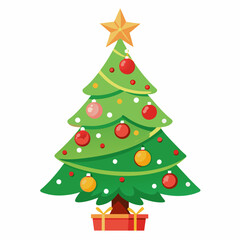 a decorated christmas tree on white background