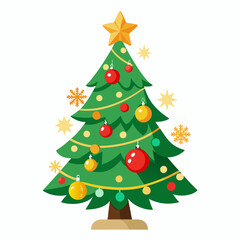 a decorated christmas tree on white background