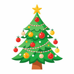 a decorated christmas tree on white background