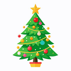 a decorated christmas tree on white background