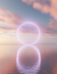 Divine halo in the sky with a pink aesthetic 3D wallpaper surreal design