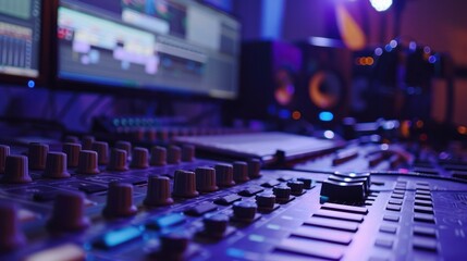 sound studio room purple light