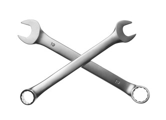 Two ratcheting wrenches isolated on white. Auto mechanic tools