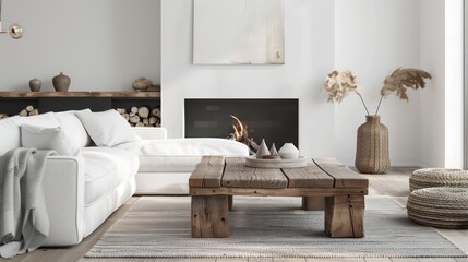 Cozy Scandinavian Style Living Room Interior with Modern and Minimalist Deco