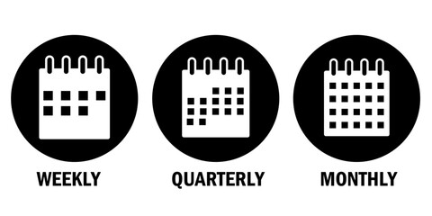 set of calendar. Weekly calendar. Quarterly calendar. Monthly calendar. Time management. calendar icon. set of calendar symbols. Meeting deadline. Appointment schedule - stock vector