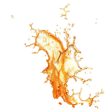 Dynamic 3d illustration of vibrant orange liquid splash, isolated with a transparent background
