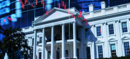 Fototapeta premium Political and Financial Intersection - Stock Market Performance - Political and Financial Intersection