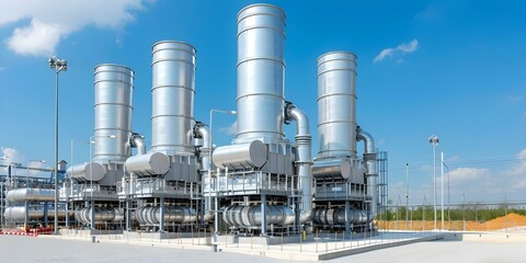 Obraz premium Generating Electricity from Natural Gas through Power Plants. Concept Natural Gas, Power Plants, Electricity Generation, Energy Production, Sustainable Technology