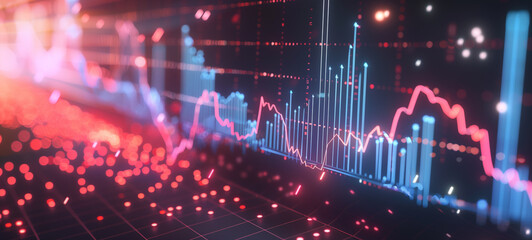 Financial Market Crash - 3D Vector Arrow Down Chart Icon Symbolizing Bankruptcy 
