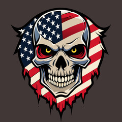 american flag hand drawn face evil death skull
