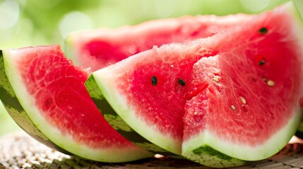 Watermelon slices on a hot summer day offer sweet relief, a juicy tribute to water's bounty.