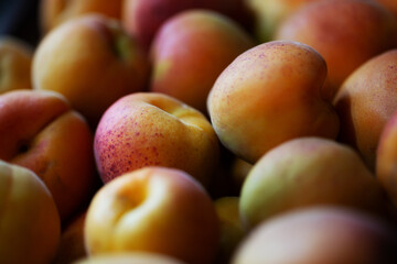 Fruits of juicy apricots in close-up.

