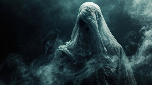 Scary portrait on ghost on dark background