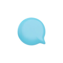 Blue round speech bubble, 3D vector art on isolated background.