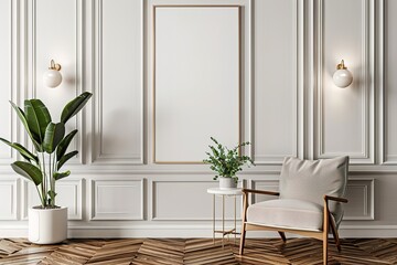 room wall interior design floor white modern style background wooden frame furniture home blank decorative