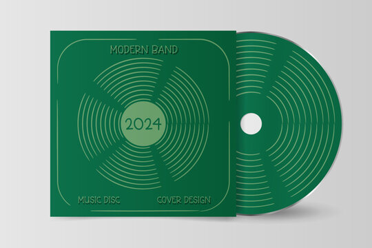 Compact disk design in retro style with mockup. Vector illustration.