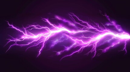 Fototapeta premium Purple lightning bolt in dark sky. Digital artwork. Storm and electricity concept.
