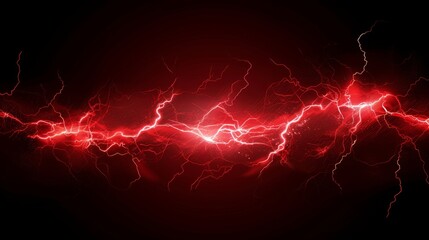 Red electric lightning on black background. Digital art illustration.
