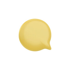 3D glossy yellow empty speech bubble, vector render round text bubble, volume circle form social media chat message icon