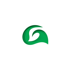 G leaf green logo design. Letter G Icon