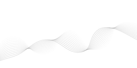 White wave curve lines banner background design. Abstract soft wave lines dynamic flowing gray light isolated background. Vector Illustration of the gray pattern of lines. Black stripes on white .