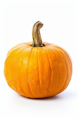 Obraz premium Single orange pumpkin on white background.