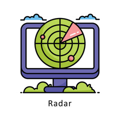 Obraz premium Radar vector Filled outline Design illustration. Symbol on White background EPS 10 File