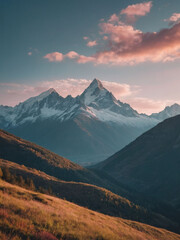 Delightful pastel hues in a mountainous landscape backdrop.