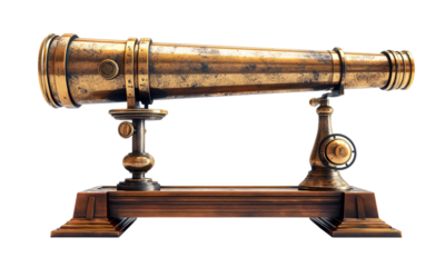 antique telescope isolated on transparent background