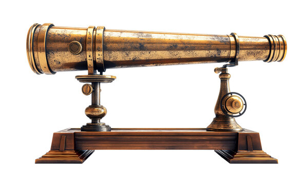 antique telescope isolated on transparent background