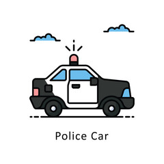 Police Car vector   Filled outline Design illustration. Symbol on White background EPS 10 File