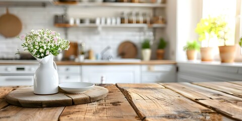 Rustic French kitchen with antique wood finishes natural light and cozy atmosphere. Concept French Country Style, Antique Wood, Natural Light, Cozy Atmosphere, Rustic Kitchen