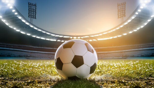 Soccer Ball Background or Wallpaper - Soccerball image for Header or Promotional purpose - Soccerball with Special Effects in the Field of a Stadium - Championship, League or Cup